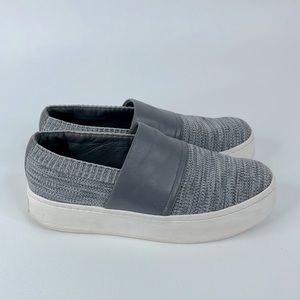 Vince Ward Leather & Knit Slip On Platform Sneaker Marled Grey 7.5